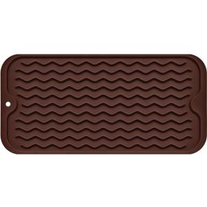 Silicone Dish Drying Mat, Non-Slip Easy Clean Sink Mat Large Heat-resistant Dish Drainer Mat for Kitchen Counter, Sink, Refrigerator or Drawer liner (12" x 6", COFFEE)