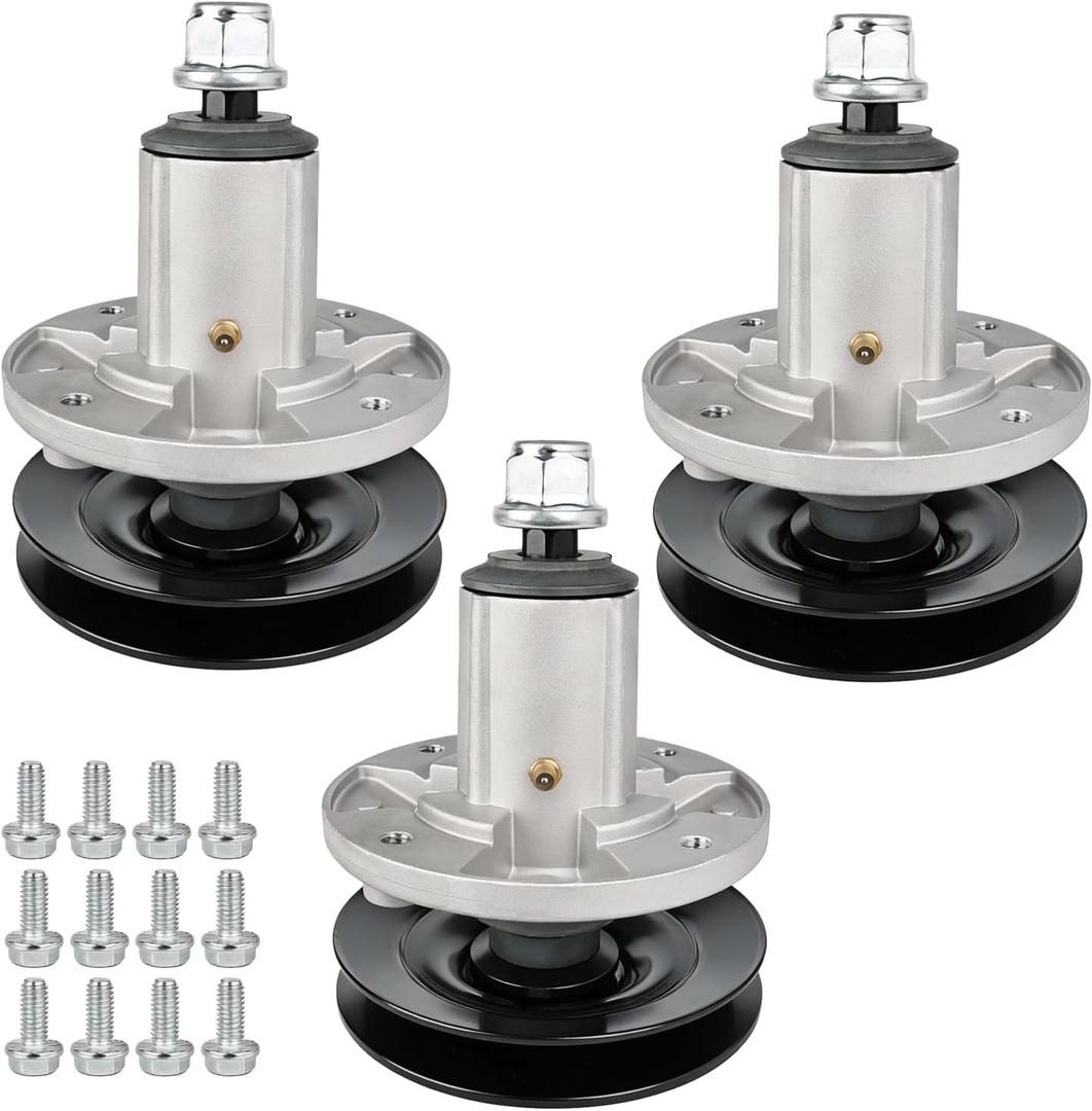 AM136733 AM143469 Spindle Assembly with M155979 Pulley for 48 Inch Mower Deck, Compatible with John Dee-re Z245 EZtrak Zero Turn Mower, Replaces AM134292 AM137097 GX20335, 3 Pack