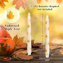 Silverstro Fall Decor LED Taper Candles with Remote Control & Timer Function, Embossed Autumn Maple Leaf Design Flameless Taper Candles for Home Party Autumn Decorations, Set of 2
