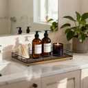 Large Bathroom Vanity Tray 13" x 8" Acacia Decorative Wooden Tray for Bathroom Countertop & Vanity Organizer, Wood Tray for Perfume, Skincare Accessories Storage Vanity Dresser Decor Black & Acacia