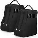 Aliceset 2 Pcs Black Boot Bags for Cowboy Two Separate Compartments Boots Portable Storage Bag for Travel Long Tube Shoes Bags Men Tall Shoe with Handle for Home Travel