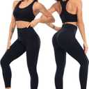 3 Piece Workout Sets for Women Butt Lifting Leggings with High Impact Sports Bra Gym Shorts (Black, M)