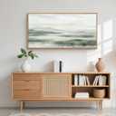 HOURIA Large Watercolor Misty Green Mountain Framed Canvas Wall Art,Neutral Brush Stroke Wall Decor,Modern Landscape Artwork,Nature Minimalist Art Print for Living Room,Bedroom,Office-20 x40 x1