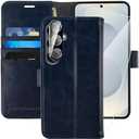 MONASAY Wallet Case Fit for Samsung Galaxy S25 5G, [Lens & Glass Screen Protector Included] [RFID Blocking] Flip Folio Leather Cell Phone Cover with Credit Card Holder, 6.2 inch, Blue