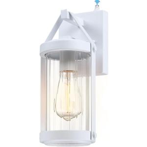 LONEDRUID Dusk Dawn Sensor Outdoor Wall Sconce White Exterior Porch Lantern, 1 Pack