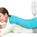 Comfytemp Heating Pad for Back & Period, Electric Extra Large Heat Pad, Birthday Gifts for Women Mom Dad & Mother Day Gift, Moist Neck Shoulder Legs Knee Abdomen Heated Pad Washable, 12"x24", Sky Blue