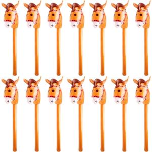 14 Pack 40 Inch Inflatable Stick Horse Blow up Cowboy Cowgirl Pony Horse head Stick Balloon for Birthday Christmas Baby Shower Cowboy Theme Party Favors (Color Set 2)