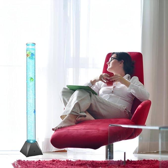 4FT Sensory Bubble Tube Night Lamp, LED Water Fish Lamp for Kids with Autism ADHD, Stress Relief Calming Light for Adults, Bedroom Living Room Decor
