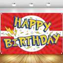 Red White Yellow Cartoon Birthday Party Backdrop-6x4ft Photography Party Banner for Baby Shower Boy Girl Birthday Party Home Decor