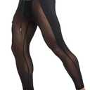 MIZOK Men's Mesh Yoga Pants See Through Compression Tights Workout Leggings (Medium, Black)