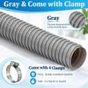 Dust Collection Hose 2-1/2" 10ft Heavy Duty Gray Flexible PVC Suction Pipe