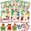 24 Sets Christmas Gingerbread Man Party Favors Gingerbread Man Wooden Painting Craft Kits for Kids Thank You for Coming Gifts Craft Xmas Party Supplies Merry Christmas Cards - Kids Birthday Gifts Bulk