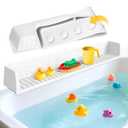 Splash Guard for Bathtub Kids - Silicone Bathtub Splash Guard with 11 Suction Cups, Bath Tub Play Shelf for Kids & Toy Holder, Prevent Water Spill in Bathroom, Fun Bath Time for Toddlers Baby, White