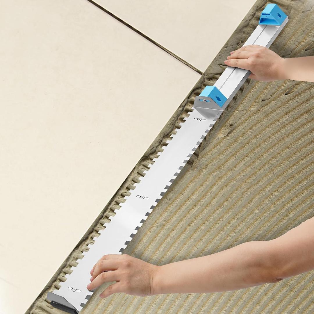 Tile Tools Tile Trowel 2/5" x 2/5" Square Notch Trowel 24inch, Wall Tile Leveling Tool for Masonry Tile Work,Perfect for Large Tiles Flooring & Tiling Masonry Hand Trowel