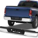 Rear Step Bumper W/Step Pad Compatible for 2002-2008 Dodge Ram 1500 2003-2009 Dodge Ram 2500 3500 Steel Back Bumpers Assembly CH1103111 -Chrome