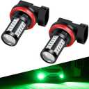 H8 H9 H11 LED Fog Light Bulbs DRL 2800 Lumens Xtreme Super Bright 5730 33-SMD 12V LED Bulbs Replacement for Cars, Trucks, 6000K Xenon green