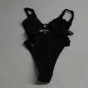 CHYRII Women's Black Sexy Cutout Lace Up Backless High Cut One Piece Swimsuit Monokini, XL