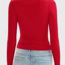 Women's Long Sleeve Shirts Crew Neck Slim Fit Going Out Tops Basic Tees Barely There Collection (Red, XS)