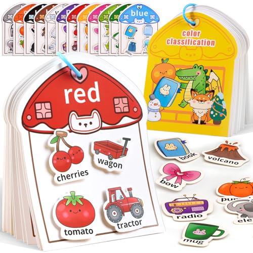 MUONE Montessori Busy Book Color Sorting Toys for Toddlers 2-4, Educational Preschool Learning Activities for Kids, Sensory Fine Motor Matching Games for 3 Year Old Boys Girls Gifts