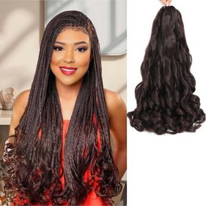 French Curly Braiding Hair 8 Packs Loose Wavy Braiding Hair Pre Stretched Bouncy Synthetic French Curl Braiding Hair Extensions for Women (4#, 24 Inch)