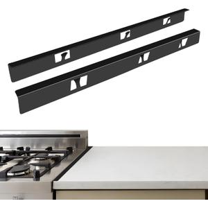 Stove Gap Covers,Stove Gap Filler, Range Trim Kit, Stove Gap Guards, Heat Resistant and Easy to Clean Aluminum Black 23.4 in.