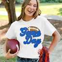 Game Day Shirts for Women Football Graphic Sunday Funday Tee Vintage Casual Football Season Short Sleeve Tee Tops Large