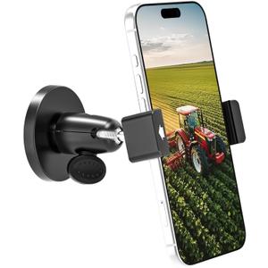 Magnetic Tractor Phone Holder, [All Metal & Sturdy] Magnet Base Phone Mount for Lawn Mower, Heavy Duty Equipment ROPS, Forklift, Boat, Gym Stand for iPhone 17 16 15 14, Galaxy, All 4-7" Phone