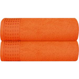 GLAMBURG 100% Cotton 2 Pack Oversized Bath Towel Set 28x55 Inches, Ultra Soft Highly Absorbant Compact Quick dry & Lightweight Large Bath Towels, Ideal for Gym Travel Camp Pool - Orange