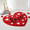 Valentines Day Bath Rug Heart Shaped Non Slip Mat Indoor Entryway Floor Rug for Entrance Outside Home Kitchen Living Room Bathroom Decor 23.6x23.6 (Style1)