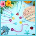 Ecally Hawaiian Luau Party Favors Hibiscus Flower Necklace for Women Tropical Luau Beach Party Decoration Hawaii Summer Bingo Gift Supplies Hawaiian(Multicolor)
