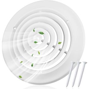Therwen 1 Pcs 12 Inch Round Vent Cover, White Round Ceiling Diffuser with Screws HVAC Vent Duct Cover Replacement Exhaust Fan Covers for Home Office Kitchen Ventilation Use, Outer Dimensions 15-15/16"