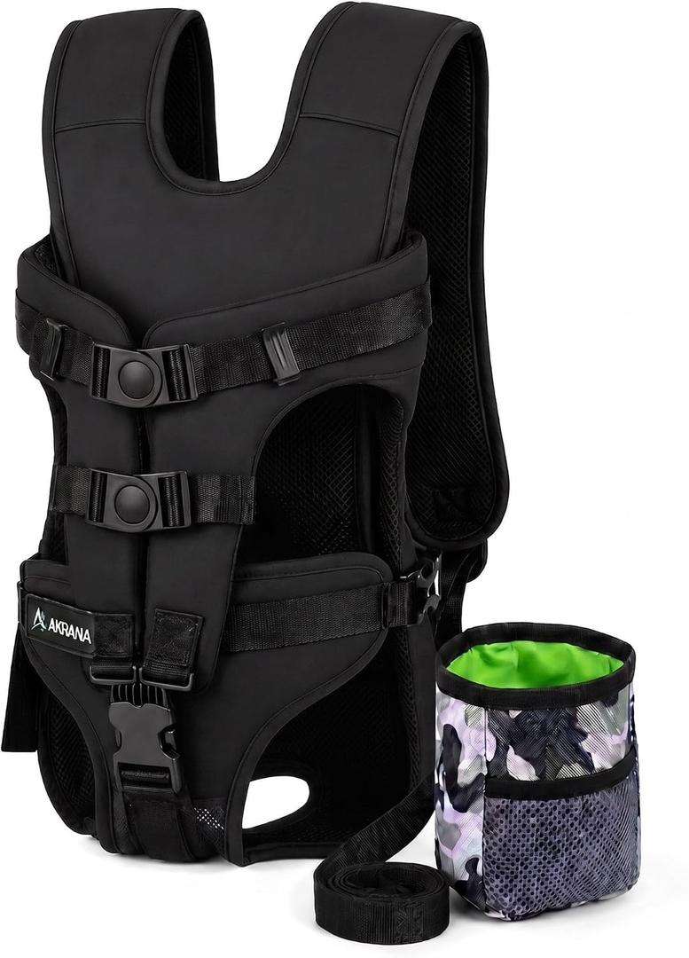 AAKRANA Dog Backpack Carrier for Small Dogs, Size M, Reinforced Bottom, 16.1"L x 11.8"W x 3.0"H