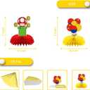 8Pcs Super Brother Birthday Party Supplies,Super Brother Honeycomb Centerpieces,Super Brother Theme 3D Table Decorations