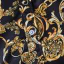 fohemr Mens Luxury Dress Shirts Baroque Gold Chain Print Casual Long Sleeve Button Down Buchona Shirt for Party (Black, XL)