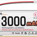 3.7V 3000mAh Lithium Rechargeable Battery 1S 1C LiPo Battery for Arduino NodeMCU ESP32 Development Board, with JST 1.25 Plug Protection Board and Insulated Rubber Tape