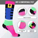 Cycling Socks for Men and Women - Breathable Crew Running Socks -Sport Sock Made for your Daily Exercise and Workouts (Small, Gas Blue-fuchsia)
