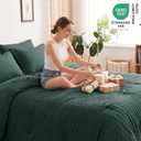 CozyLux Twin Comforter Set with Sheets 5 Pieces, Forest Green Seersucker Luxury Textured Bed in a Bag, All Seasons Soft Bedroom Bedding Sets with Down Alternative Comforter, Sheets, Pillowcase & Sham