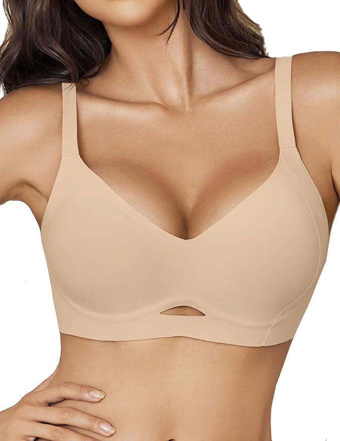 Avidlove Seamless Bras for Women Wireless Push Up Bra Comfort Full Coverage Bralette Supportive No Underwire T-Shirt Bra L