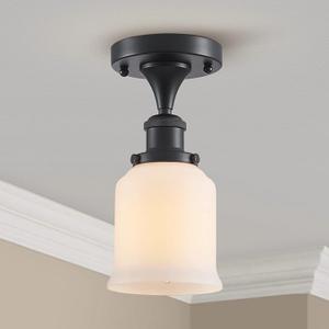 2 Pack AGV LIGHTING Mini Semi Flush Mount Ceiling Light, Finely Ground Glass Shade, Fixture for Hallway Kitchen Isaland Bedroom Entryway, D5 x H10, 1xE26 Base Bulb, Black Finish
