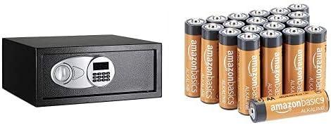 AmazonBasics Steel, Security Safe Lock Box, Black - 0.7-Cubic Feet & AA Performance Alkaline Batteries - Pack of 20