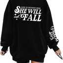 UNIQUEONE Christian Sweatshirt Women Faith Shirts: Jesus Sweatshirt Christian Religious Crewneck Long Sleeve Pullover Tops, Black Medium