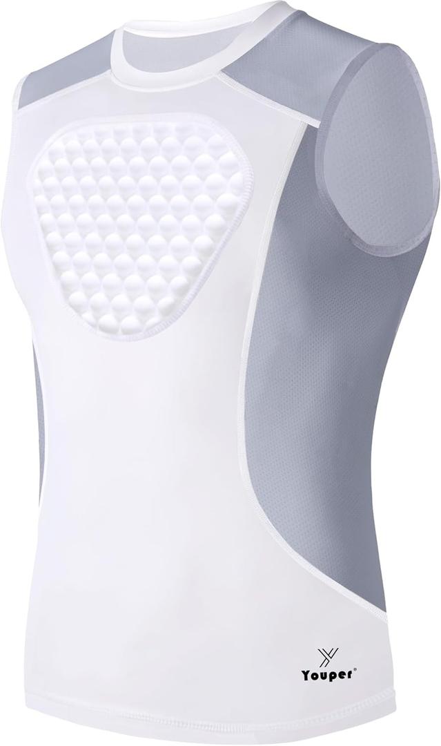 Youper Adult Padded Chest Protector Shirt, Heart-Guard/Sternum Protection for Baseball, Football, Lacrosse & Goalies (Large)