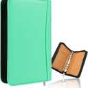 A6 Budget Binder Soft Faux Leather Binders Cover Refillable 6 Rings Loose Leaf Binding Cover for Planner Traveller Journal Accessories Supplies, Green