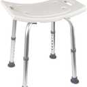 Ez2care Classic Shower Chair for Inside Shower, Certified 300 lbs,Non-slip Shower Seat with Suction Feet, Adjustable Stool for Inside Tub, Medical Shower Bench for Seniors, Elderly and Disabled, White
