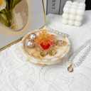 Ceramic Ring Dish with Glow-in-the-Dark Coral, Jewelry Dish Tray for Ring, Earrings, Necklaces, Coral Jewelry Plate Organizer with Greeting Card, Decorative Trinket Dish for Bedroom, Vanity, Bathroom
