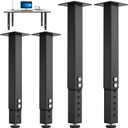 4PCS Adjustable Square Table Leg (14-24inch)Metal Desk Legs, Home Office DIY Furniture Leg Set for Tables, DIY desks, Counter Tops, Kitchen Tables,Office Desk (Black)