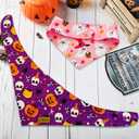 Halloween Dog Bandanas with Snap Button, 2 Pack Pumpkin & Ghost Pet Scarf for Boy & Girl, Premium Durable Fabric, Adjustable Fit, Spooky Bandana for Medium and Large Dogs (Large) (Halloween-Pink, Purple)