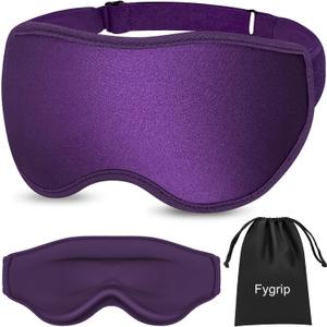Fygrip 3D Eye Mask Sleep Mask for Men & Women, 100% Pressure-Free & Light Block-Out Eye Mask for Sleep with Easy Adjustable Strap, Night Eye Cover for Travel, Purple