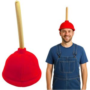 Nicky Bigs Novelties Funny Prank Red Toilet Plunger Hat - Retirement Party Hats - Plumber Costume Accessories - Over The Hill Party Supplies