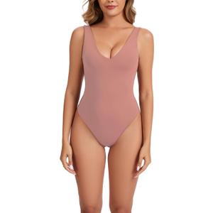 Women’s Bodysuit Sexy Plunge V Neck Backless Sleeveless Tank Thong Body Suits Outfits for Going Out X-Large